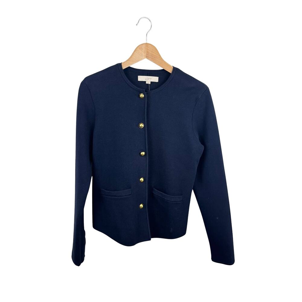 NWT LOFT Gold-Button Knit Sweater Jacket